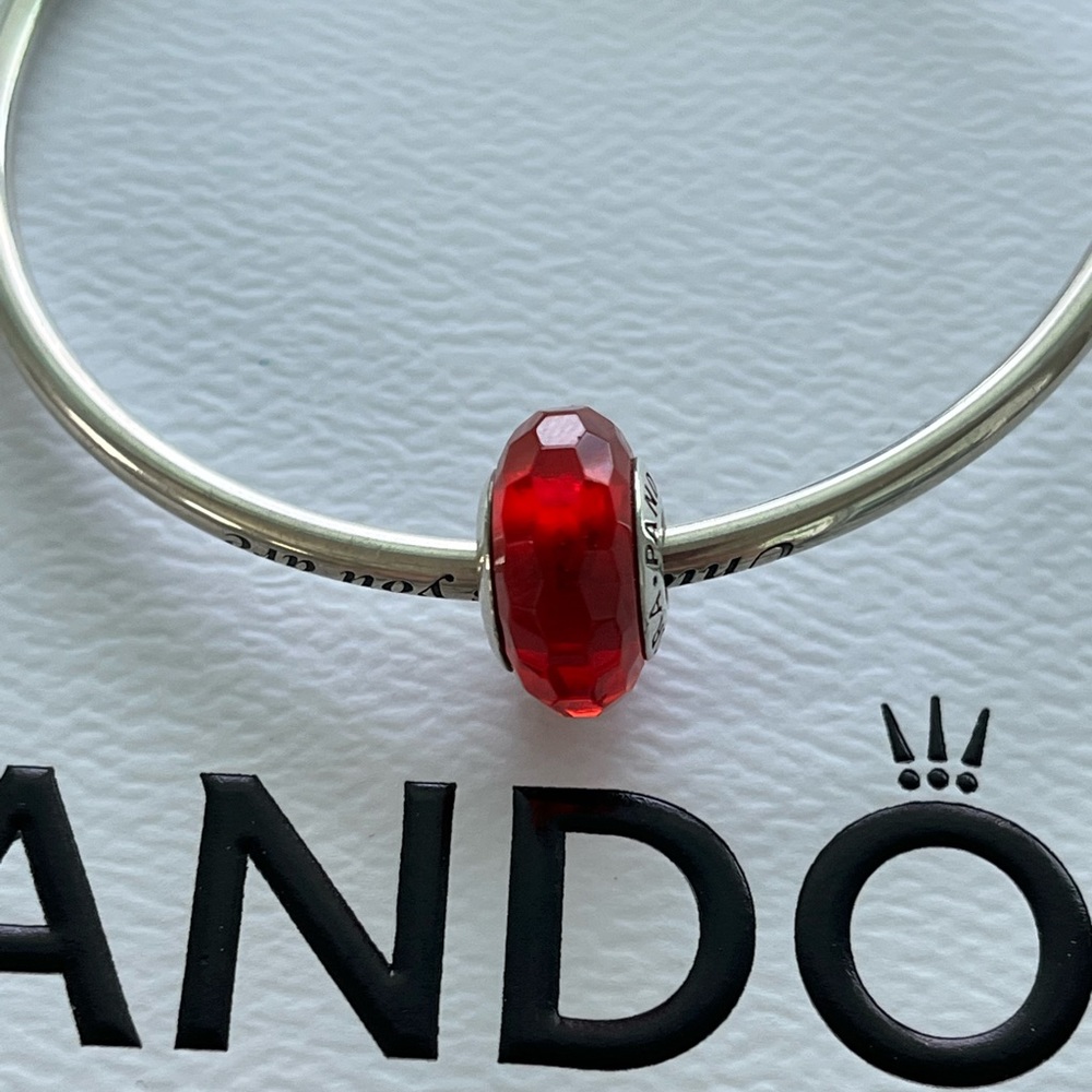 Authentic Pandora Faceted Red Murano Glass Charm